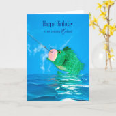 Verjaardag man Hij vangt levenslange grote vis Kaart (Gele Bloem)