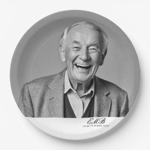 Verjaardag Mannelijk Stijlvolle Foto Zwart Wit Mon Papieren Bordje