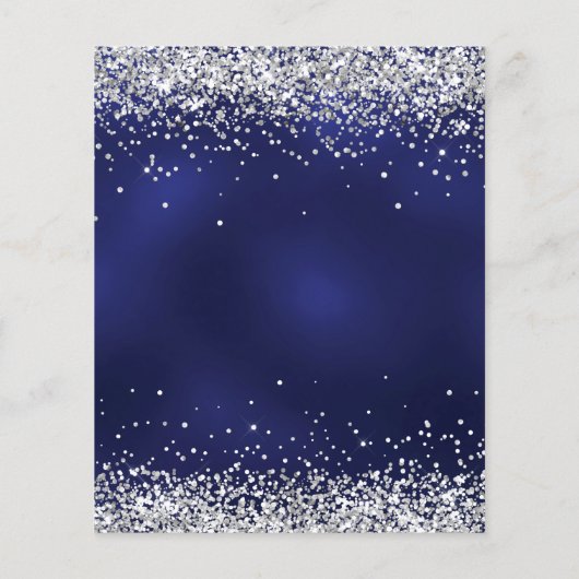 Verjaardag marine blauw glitter jurk uitnodiging (Achterkant)
