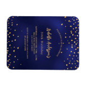 Verjaardag marine blauw gouden harten script luxe magneet (Horizontaal)
