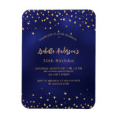 Verjaardag marine blauw gouden harten script luxe magneet (Verticaal)