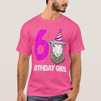 Verjaardag Meisje 6 Schaap Grappige Vrouwen Schaap T-shirt