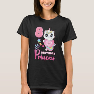Verjaardag Meisje 8 Jaar Oud Leuke Kat Eenhoorn Me T-shirt