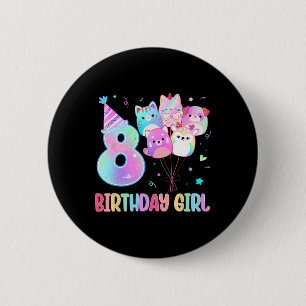 Verjaardag Meisje 8e Verjaardag Squish Squad Mallo Ronde Button 5,7 Cm
