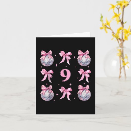 Verjaardag Meisje 9e Verjaardag Disco Ball Coquett Kaart (Gele Bloem)