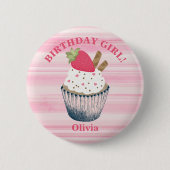 Verjaardag Meisje Button - Schattigee Roze Party A (Voorkant)