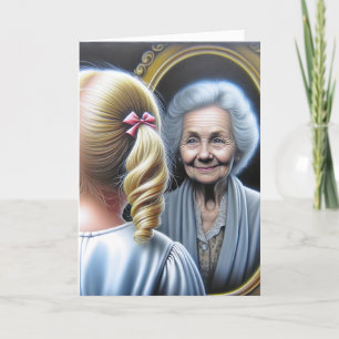 Verjaardag Meisje en Oude Dame Kaart