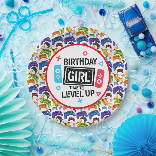 Verjaardag Meisje Gamer Papier Bord (Feest)