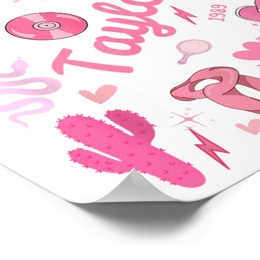 Verjaardag Meisje Groovy Taylor Voornaam Personali Poster (Hoek)