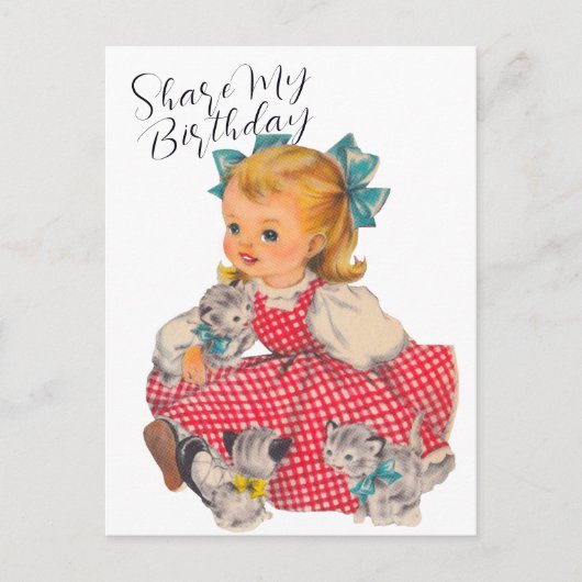 VERJAARDAG MEISJE KITTENS | Ansichtkaart Briefkaart (Voorkant)