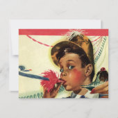 verjaardag, meisje met geluidsmaker kaart (Voorkant)