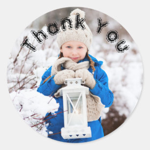 Verjaardag Meisje Naam en Foto Dank u Ronde Sticker