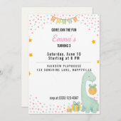 Verjaardag Meisje Party Uitnodiging Turning 3 Dino (Voorkant / Achterkant)