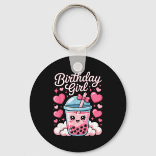 Verjaardag Meisje Schattige Roze Strik Bubble Boba Sleutelhanger