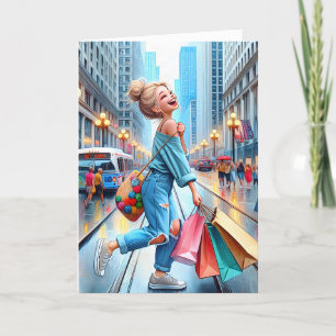 Verjaardag Meisje Shopping Kaart