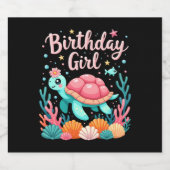 Verjaardag Meisje Zee Schildpad Thema Verjaardagsf Sparkling Wijnetiket (Enkel label)