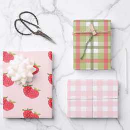 Verjaardag Meisje Zomer Aardbei  Inpakpapier Vel