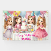 Verjaardag meisjes gepersonaliseerde roze banner (Horizontaal)