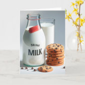 Verjaardag Melk en Chocolade Chip Cookies Kaart (Gele Bloem)