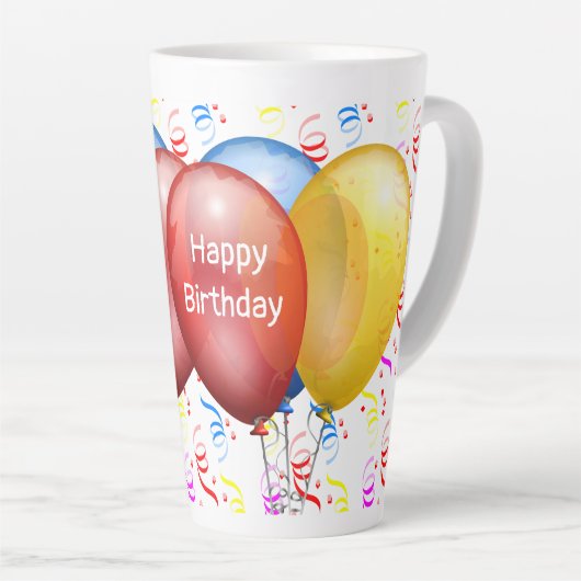 Verjaardag met Ballonnen Latte Mok (Rechterhoek)