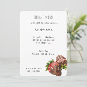 Verjaardag met chocolade bedekte aardbeien kaart