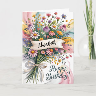 Verjaardag met Delicate Bloemen Kaart