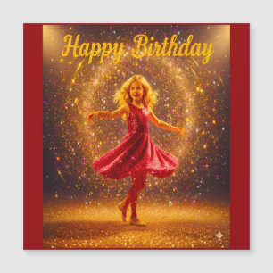 Verjaardag met jonge dansende meisje en glitter