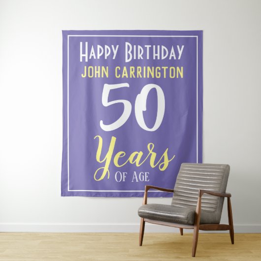 Verjaardag met naam en leeftijd 50 jaar Tapijt Wandkleed (In situ)