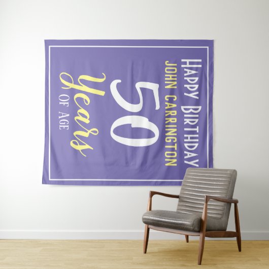 Verjaardag met naam en leeftijd 50 jaar Tapijt Wandkleed (In Situ (horizontaal))