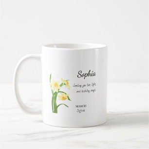 Verjaardag met narcis naar maat koffiemok