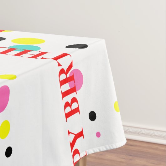 Verjaardag met polka stippen tafelkleed (Voorbeeld)