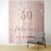 Verjaardag met rozegoud diamanten glans wandkleed (In situ)