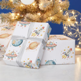 Verjaardag met ruimtethema voor astronauten cadeaupapier