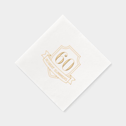 Verjaardag met schild en lint folie servetten (Rechts)