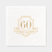 Verjaardag met schild en lint folie servetten (Voorkant)