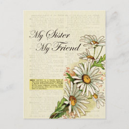 Verjaardag mijn zus mijn vriendin vintage bloemen briefkaart