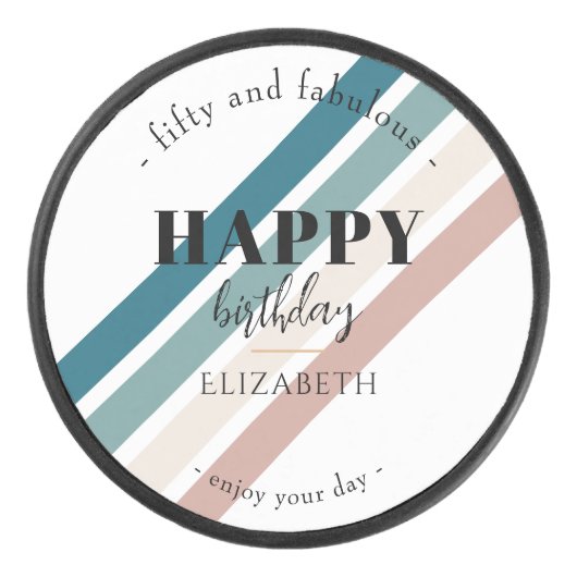 Verjaardag Minimalistisch design in pastelkleuren Hockey Puck (Voorkant)