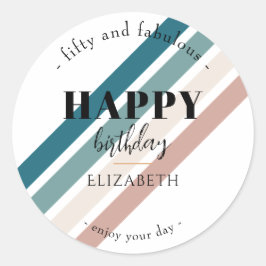 Verjaardag Minimalistisch design in pastelkleuren Ronde Sticker