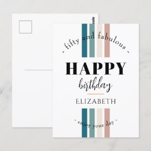 Verjaardag Minimalistisch ontwerp in pasteltinten Briefkaart