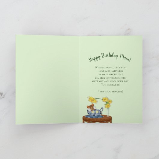 Verjaardag - Moeder - Muis in Tea Cup rusten Kaart (Binnen)