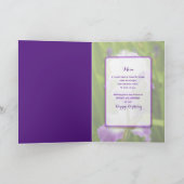 Verjaardag, moeder Paarse Iris in ovale Paarse set Bedankkaart (Binnen)