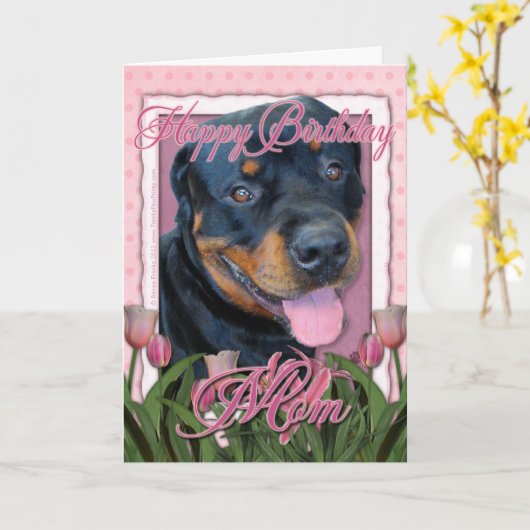 Verjaardag MOM - Roze Tulpen - Rottweiler - Harley Kaart (Gele Bloem)