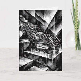 Verjaardag Monochrome Slinky op Chrome Treden Kaart
