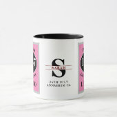 Verjaardag Monogram Jaar toevoegen en Naam Zwart R Mok (Midden)