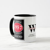 Verjaardag Monogram Jaar toevoegen en Naam Zwart R Mok (Voorkant links)