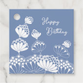 Verjaardag Mooie witte bloemen blazen wind CC1280 Bedankjes Labels (Voorkant)