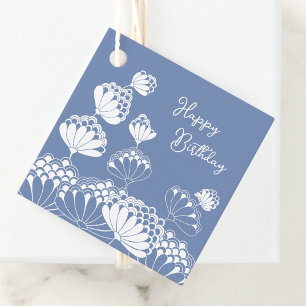 Verjaardag Mooie witte bloemen blazen wind CC1280 Bedankjes Labels