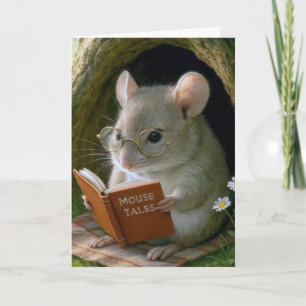 Verjaardag Muis het lezen van een boek in een boom Kaart