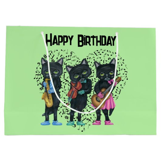 Verjaardag Musical Zwart Katten Instrument Hart Gr Groot Cadeauzakje (Achterkant)