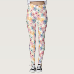Verjaardag Naadloze Bloemen In Roze, Geel En Blauw Leggings